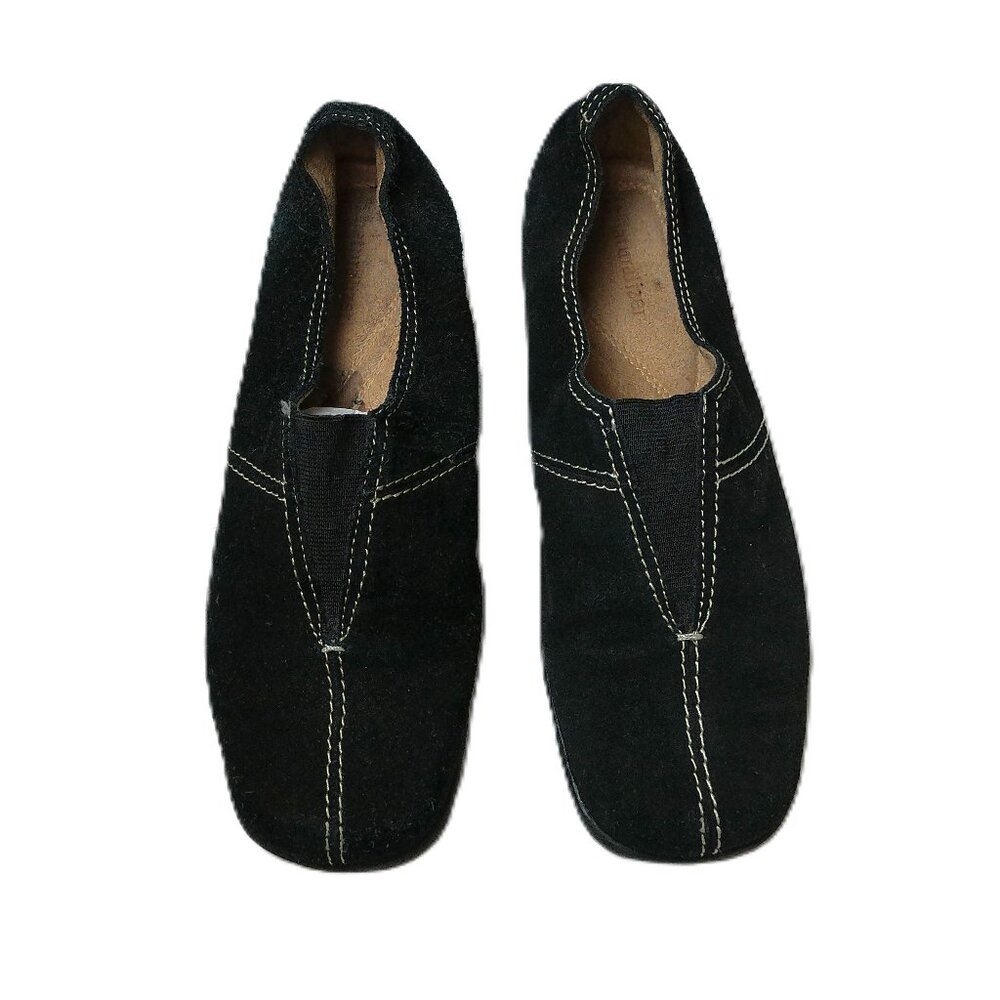 2YK Vintage Naturalizer 7.5M Loafers Black Natural Leather Suede woman's shoes